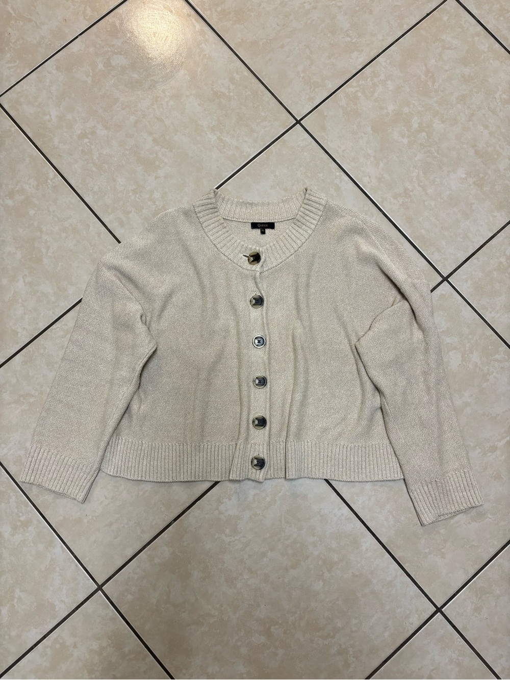 Quince organic cotton cropped cardigan size XL